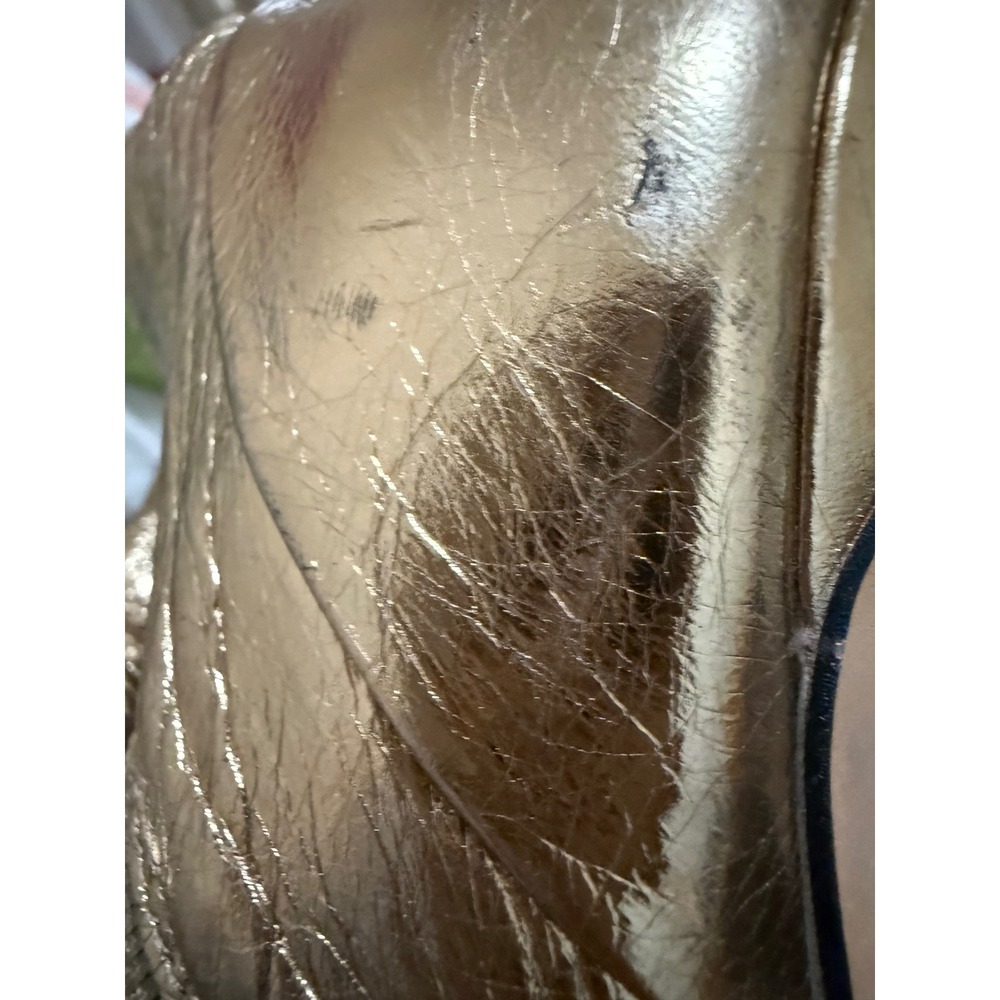 Rebecca Minkoff Gold Metallic Pointed Toe Kitten Heel Ankle Boots Size 6.5 - Picture 10 of 10